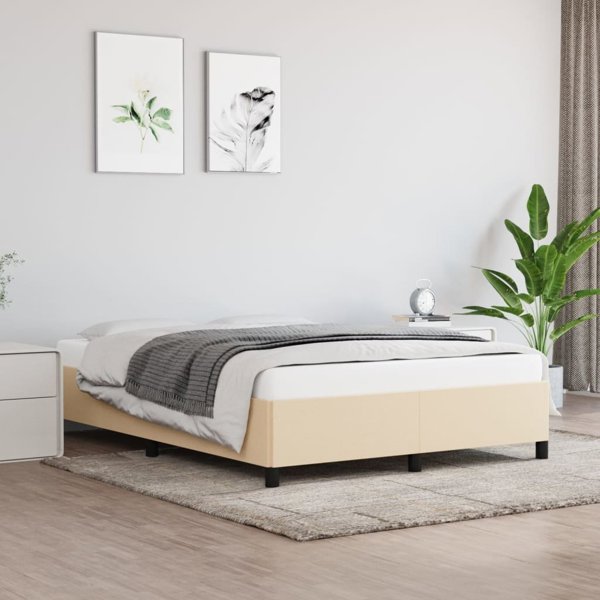vidaXL Κρεβατιέρα, κρεμ, 140x190 εκ., επενδεδυμένη με ύφασμα