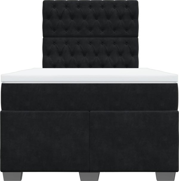 vidaXL Κρεβάτι Continental με Στρώμα, Μαύρο, 120x200 εκ., Βελούδο