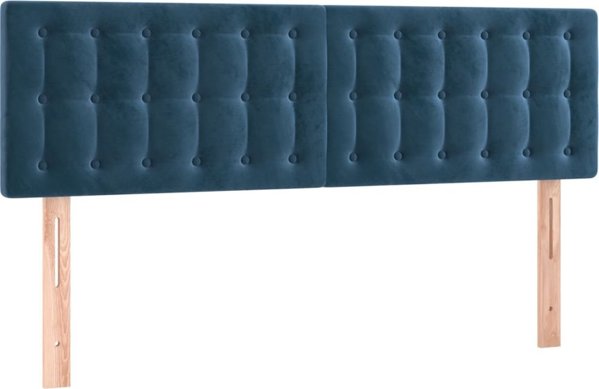 vidaXL Κρεβάτι Continental με στρώμα και LED φωτισμό, μπλε βελούδο, 140x190 cm