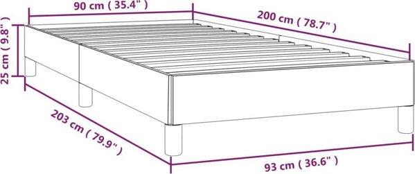 vidaXL Κορμός κρεβατιού, σκούρο καφέ, 90x200 εκ, επενδυμένος με ύφασμα
