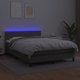 vidaXL Κρεβάτι κοντινένταλ με στρώμα και LED, γκρι οικολογικό δέρμα 140x190cm