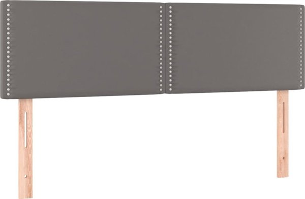vidaXL Κρεβάτι κοντινένταλ με στρώμα και LED, γκρι οικολογικό δέρμα 140x190cm
