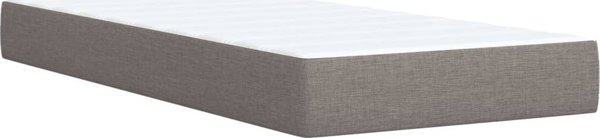 vidaXL Lozko kontynentalne z materacem, taupe, tkanina, 90x200 cm
