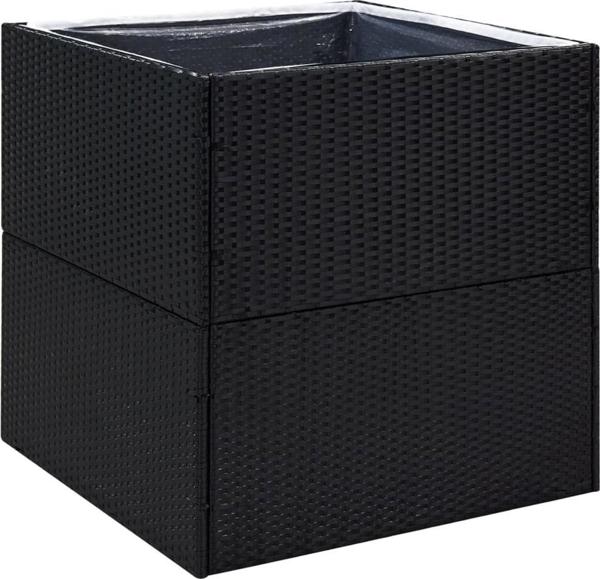 vidaXL Donica ogrodowa, czarna, 80x80x80 cm, rattan PE