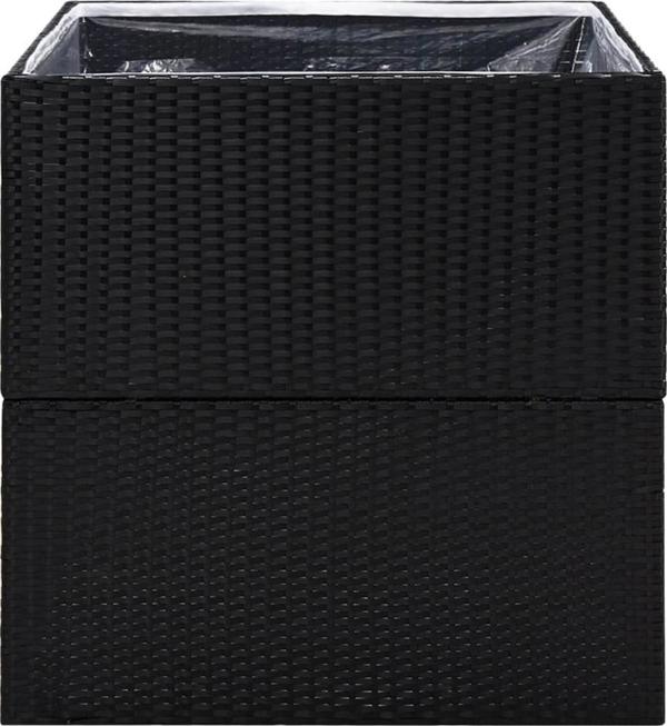 vidaXL Donica ogrodowa, czarna, 80x80x80 cm, rattan PE