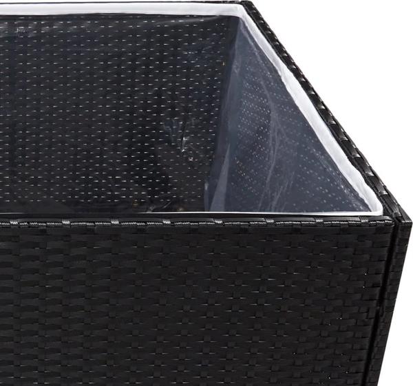 vidaXL Donica ogrodowa, czarna, 80x80x80 cm, rattan PE