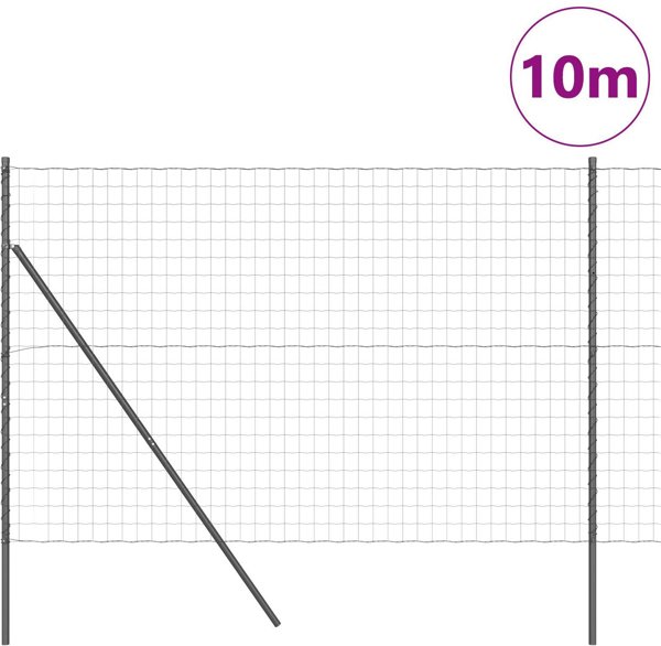 vidaXL Φράχτης Euro 1,5x10 μ. με 7 Κολόνες, Γαλβανισμένος Ατσάλινος, Γκρι