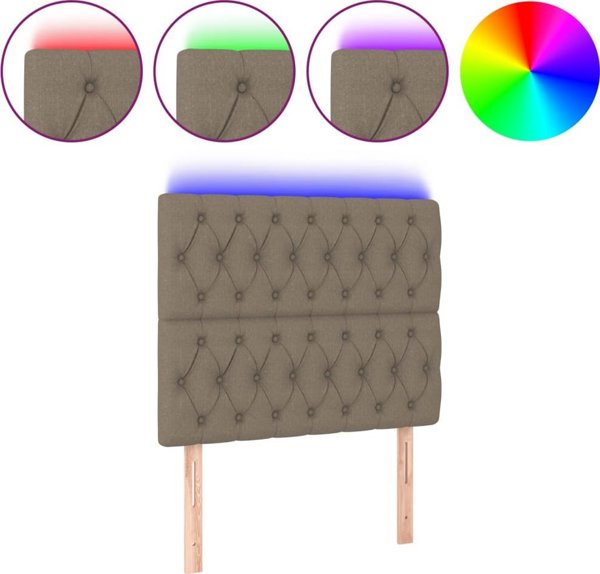 vidaXL Κεφαλάρι για κρεβάτι με LED, ταουπ, 100x7x118/128 cm, ύφασμα