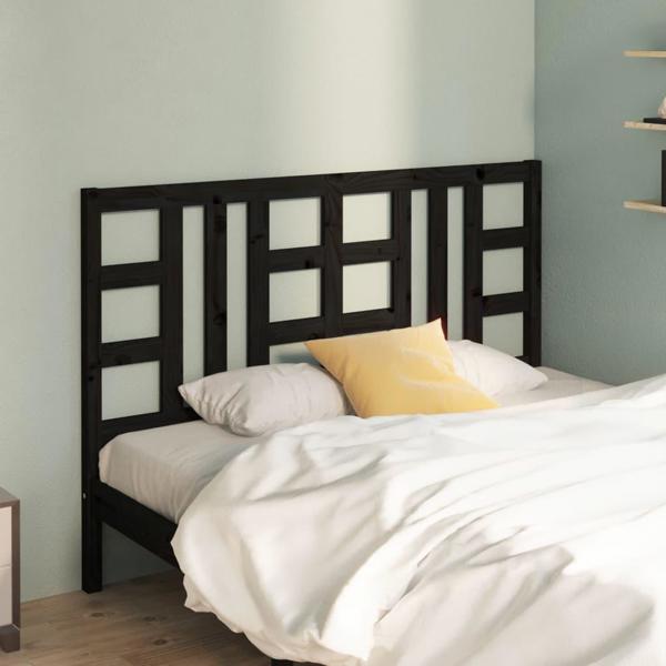vidaXL Wezglowie lozka, czarne, 146x4x100 cm, lite drewno sosnowe