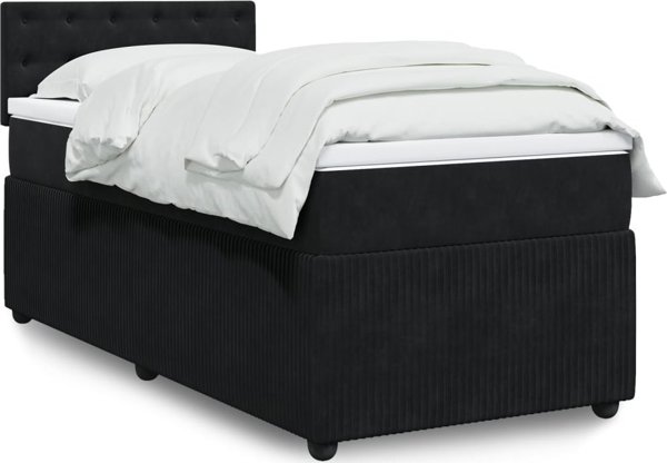vidaXL Κρεβάτι continental με στρώμα, μαύρο, βελούδο, 80x200 εκ.