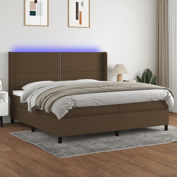vidaXL Κρεβάτι Kontynentalne με στρώμα, καφέ, 200x200 cm, ύφασμα