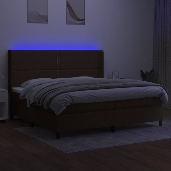 vidaXL Κρεβάτι Kontynentalne με στρώμα, καφέ, 200x200 cm, ύφασμα