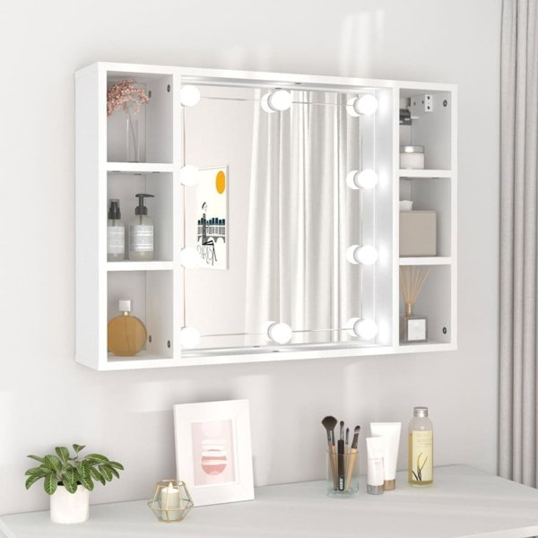 vidaXL Szafka με καθρέφτη και φωτισμό LED, λευκή, 76x15x55 cm