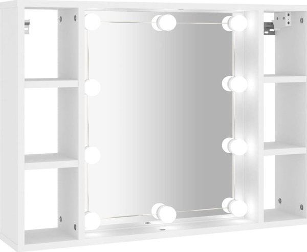 vidaXL Szafka με καθρέφτη και φωτισμό LED, λευκή, 76x15x55 cm