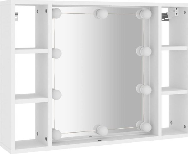 vidaXL Szafka με καθρέφτη και φωτισμό LED, λευκή, 76x15x55 cm