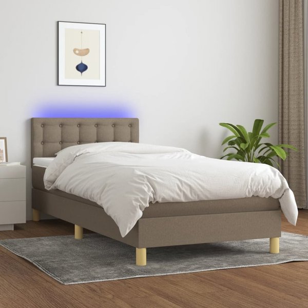 vidaXL Κρεβάτι κοντινεντάλ με στρώμα, taupe, 80x200 cm, ύφασμα