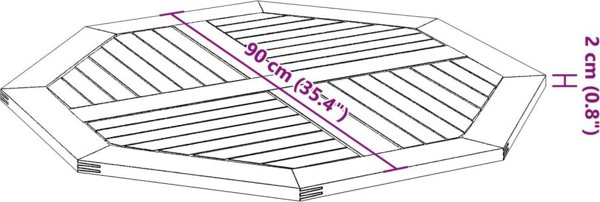 vidaXL Επιφάνεια Τραπεζιού, 90x90x2,2 εκ., Οκταγωνική, Μασίφ Ξύλο Ακακίας