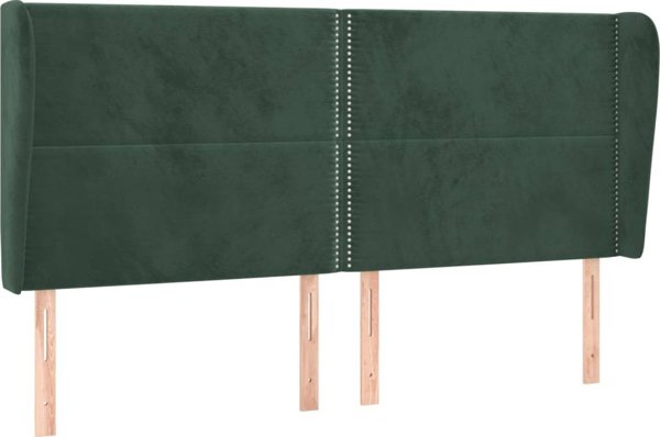 vidaXL Zaglowek uszak, ciemnozielony, 203x23x118/128 cm, aksamit