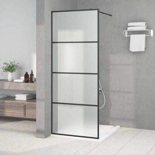 vidaXL Διαχωριστικό ντους, μαύρο, 80x195 εκ., γυαλί ESG ματ