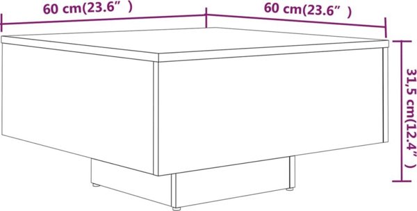 vidaXL Stolik kawowy, sgra dab sonoma, 60x60x31,5 cm