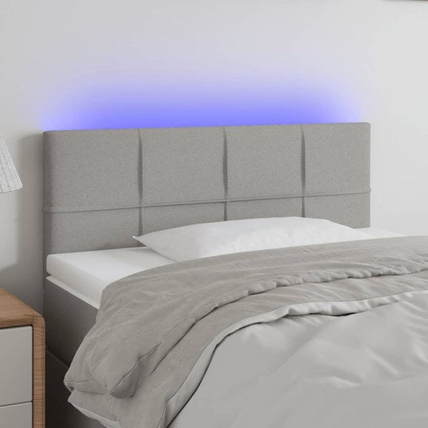 Κεφαλάρι κρεβατιού vidaXL με LED, ανοιχτό γκρι, 90x5x78/88 cm