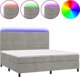 vidaXL Κρεβάτι κοntinental με στρώμα και LED, γκρι βελούδο 200x200εκ