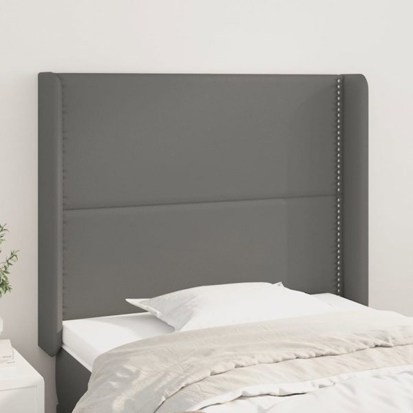 vidaXL Zaglowek uszak szary 93x16x118/128 cm sztuczna skora