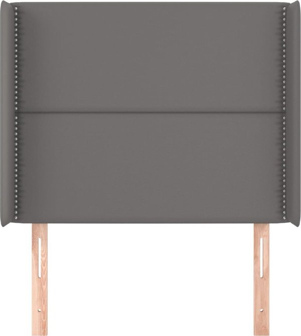 vidaXL Zaglowek uszak szary 93x16x118/128 cm sztuczna skora