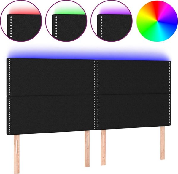 vidaXL Zaglowek do lozka z LED, czarny, 180x5x118/128 cm, tkanina