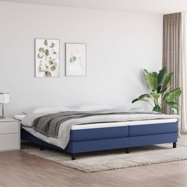 vidaXL Κρεβάτι continental μπλε, επενδεδυμένο με ύφασμα, 200x200 εκ.