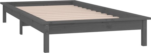 vidaXL Ράβδος κρεβατιού με LED, γκρι, 100 x 200 cm, μασίφ ξύλο