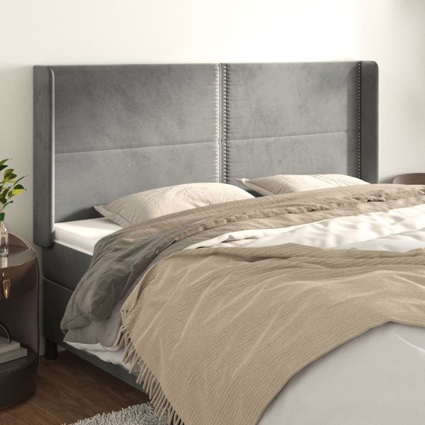 vidaXL Zaglowek uszak jasnoszary 203x16x118/128 cm aksamit