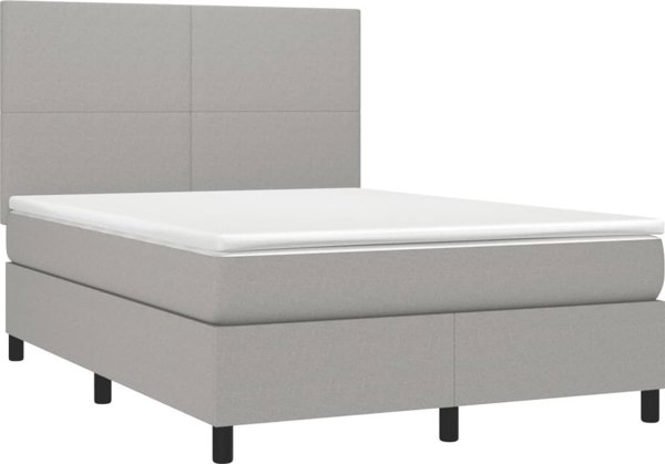 vidaXL Κρεβάτι Continental με στρώμα, ανοιχτό γκρι, 140x190 εκ, ύφασμα