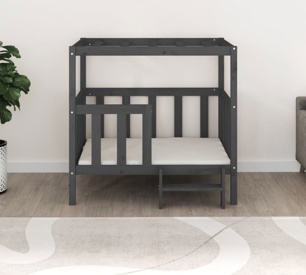 vidaXL vidaXL Legowisko dla psa, szare, 105,5x83,5x100cm, lite drewno sosnowe