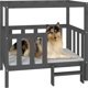 vidaXL vidaXL Legowisko dla psa, szare, 105,5x83,5x100cm, lite drewno sosnowe