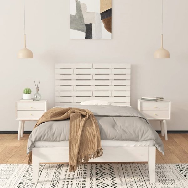 vidaXL Κεφαλάρι κρεβατιού, λευκό, 96x3x63 εκ., από μασίφ πεύκο