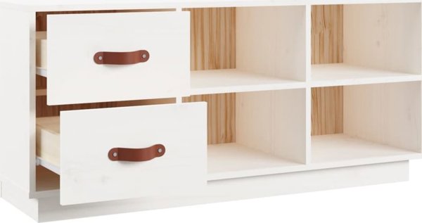 vidaXL Ντουλάπα παπουτσιών, λευκό, 100x34x45 cm, μασίφ ξύλο πεύκου
