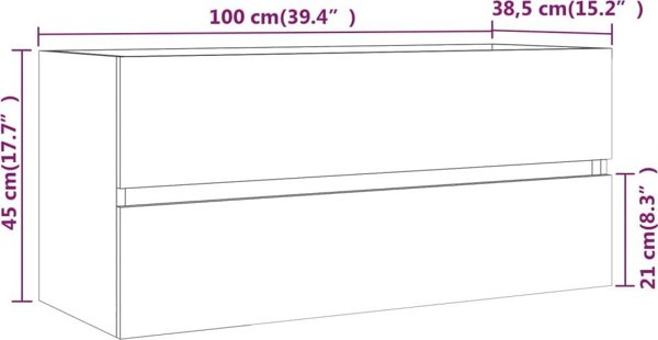 vidaXL Ντουλάπι κάτω από νιπτήρα, γκρι δρυς σονόμα, 100x38,5x45 εκ