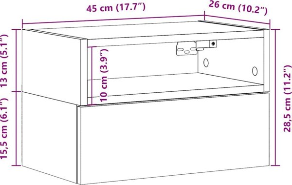 vidaXL Κρεμαστά Κομοδίνα, Σετ 2 Τεμαχίων από Παλιό Ξύλο, 45x26x28,5 εκ.