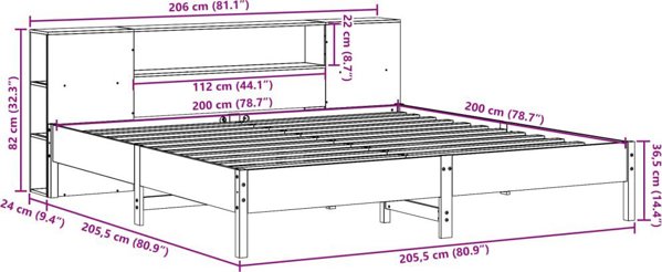 vidaXL Krebati me Rafio apo Pefko Vernikiomeno Krémi 200x200 cm