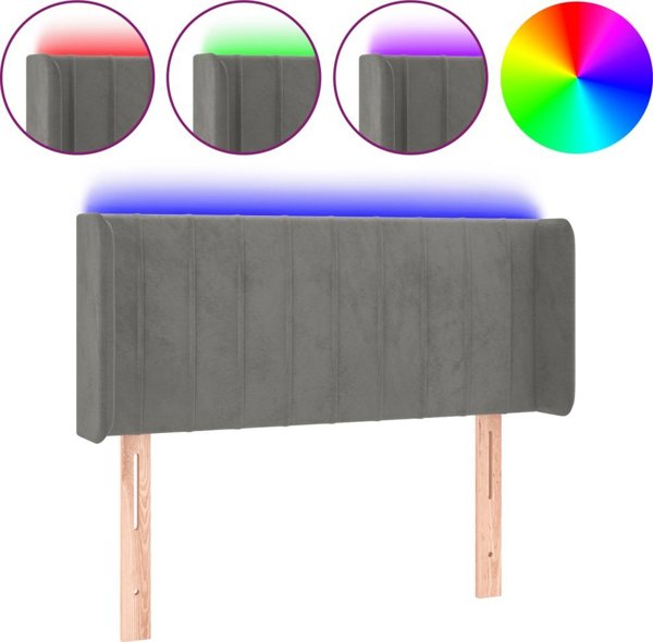 vidaXL Κεφαλάρι κρεβατιού με LED, ανοιχτό γκρι, 103x16x78/88 cm, βελούδο