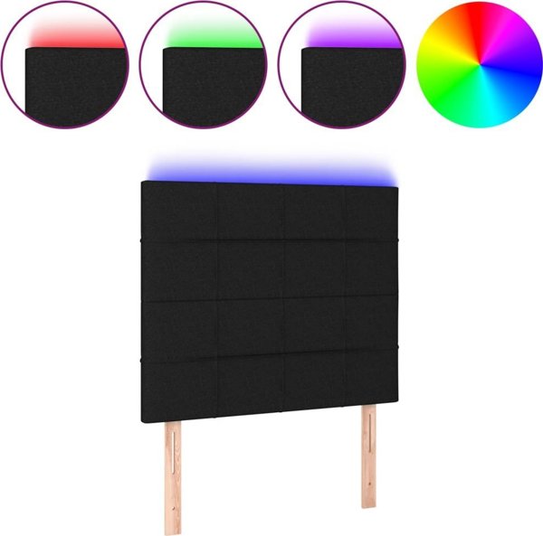 vidaXL Κεφαλάρι κρεβατιού με LED, μαύρο, 100x5x118/128 cm, ύφασμα