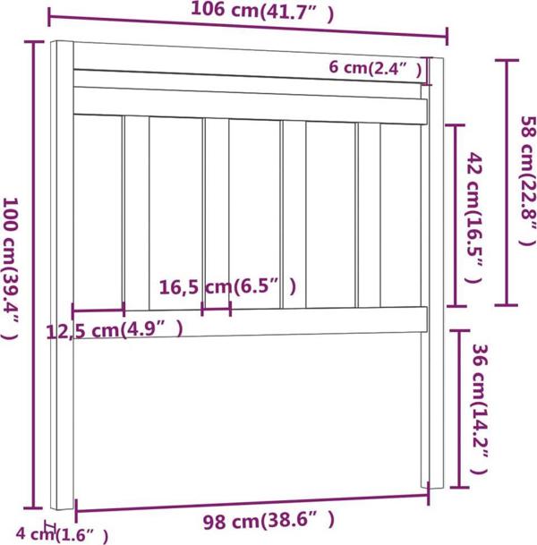 vidaXL Κεφαλάρι κρεβατιού, λευκό, 106x4x100 cm, μασίφ ξύλο πεύκου