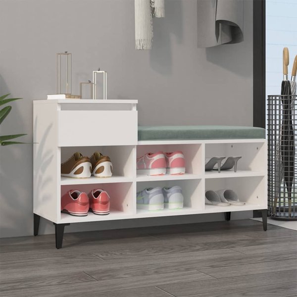vidaXL Ράφι για παπούτσια 102x36x60 cm, λευκό, υλικό ξυλοσανίδας