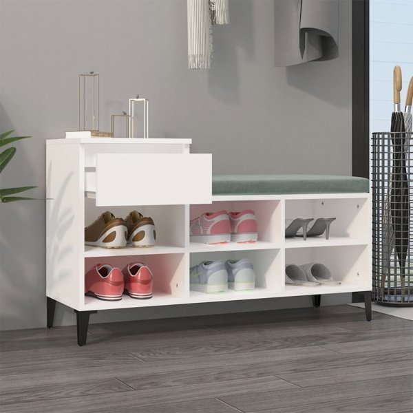 vidaXL Ράφι για παπούτσια 102x36x60 cm, λευκό, υλικό ξυλοσανίδας