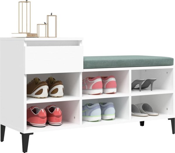 vidaXL Ράφι για παπούτσια 102x36x60 cm, λευκό, υλικό ξυλοσανίδας