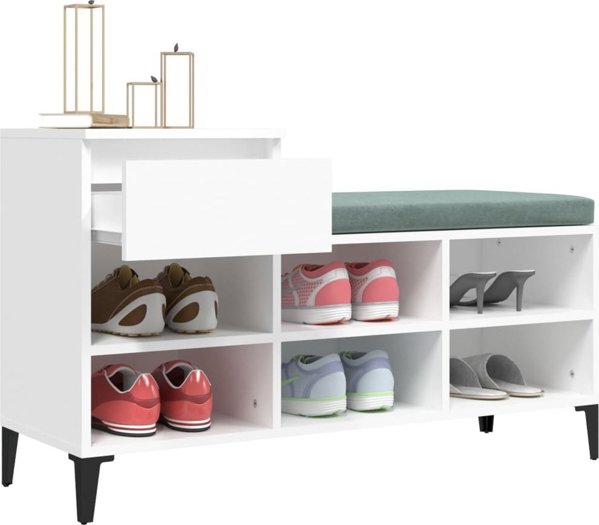 vidaXL Ράφι για παπούτσια 102x36x60 cm, λευκό, υλικό ξυλοσανίδας