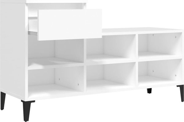 vidaXL Ράφι για παπούτσια 102x36x60 cm, λευκό, υλικό ξυλοσανίδας