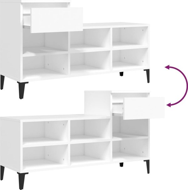 vidaXL Ράφι για παπούτσια 102x36x60 cm, λευκό, υλικό ξυλοσανίδας