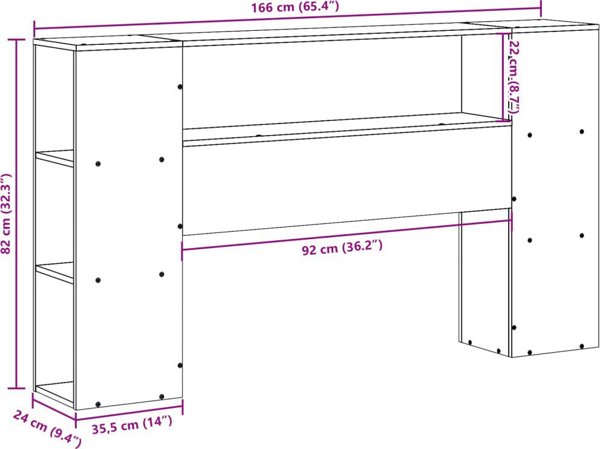 vidaXL Κεφαλάρι κρεβατιού με ράφια 160 cm από μασίφ ξύλο πεύκου